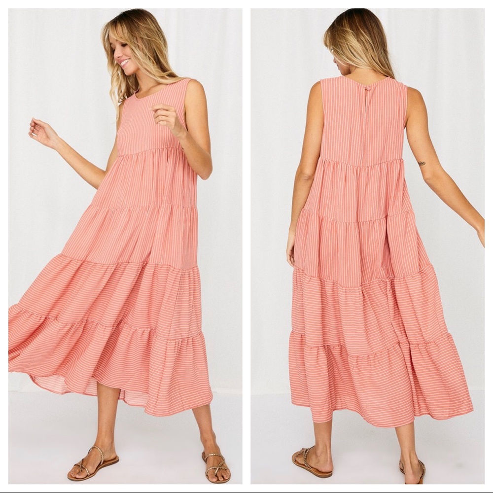 #19 Fabulous pin striped print tiered maxi dress - Picture 2 of 5